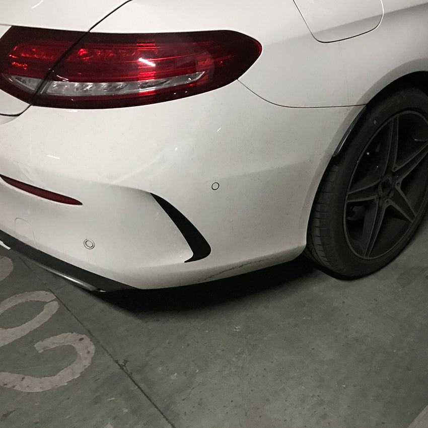 Gloss Black Rear Bumper Trims for Mercedes Benz W205 C Class Coupe 15-21 - Carbon Factory
