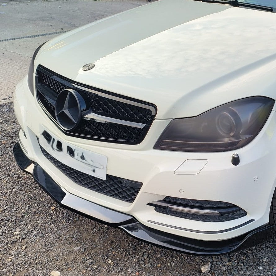 Gloss Black Front Splitter for Mercedes Benz W204 C Class Standard Model 08-14