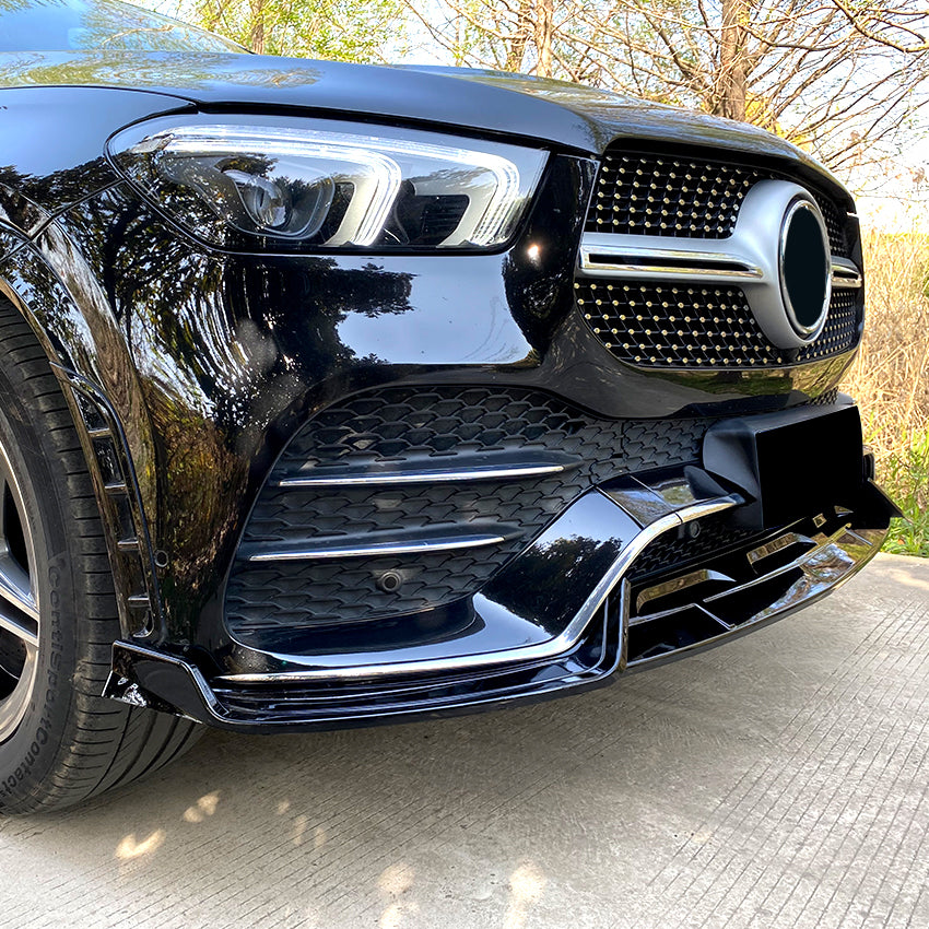 A Style Gloss Black Front Splitter for Mercedes Benz W167 C167 GLE 19-23