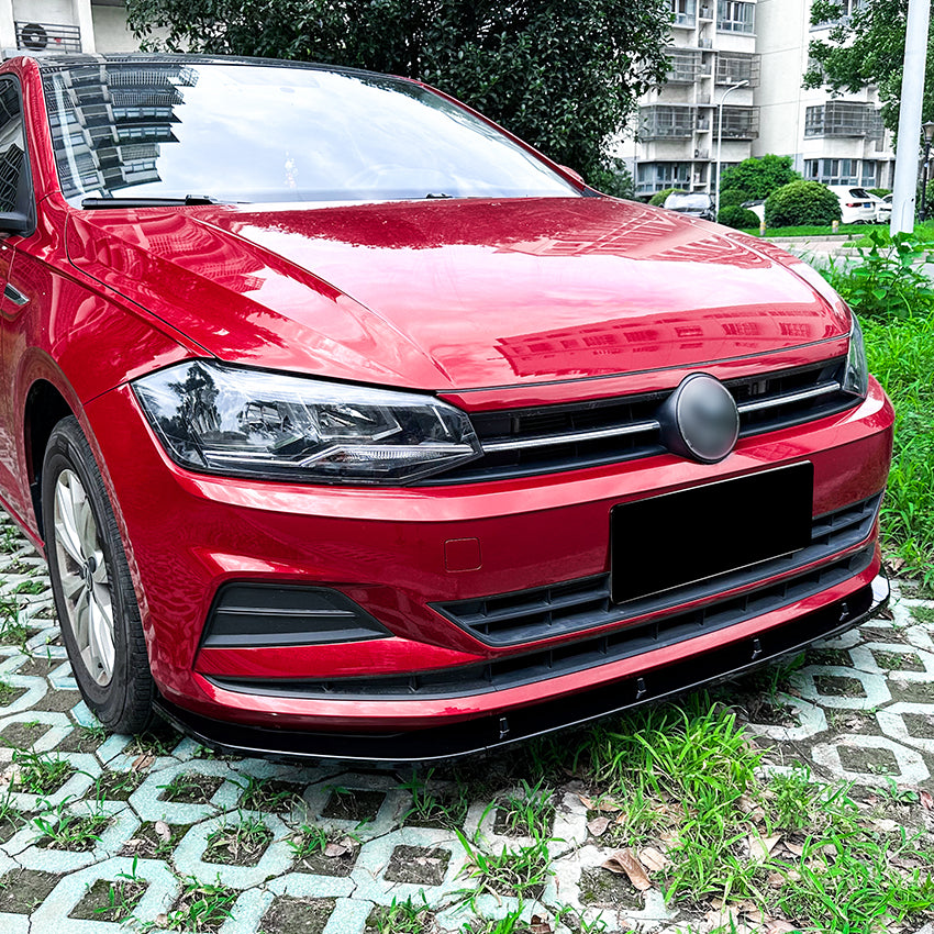 V Style Gloss Black Front Splitter for VW Polo MK6 TSI 18-26