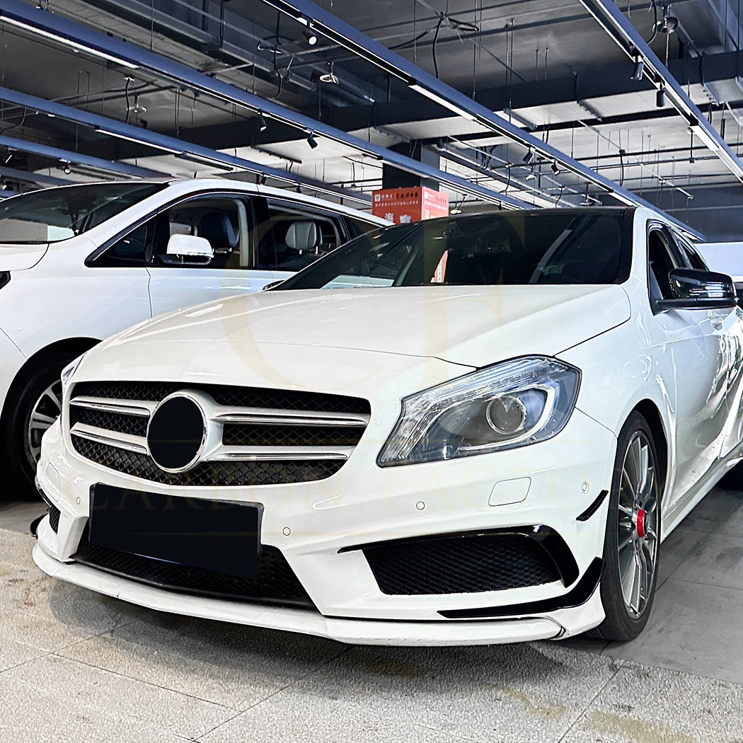Gloss Black Front Canards set for Mercedes Benz W117 CLA AMG 13-15