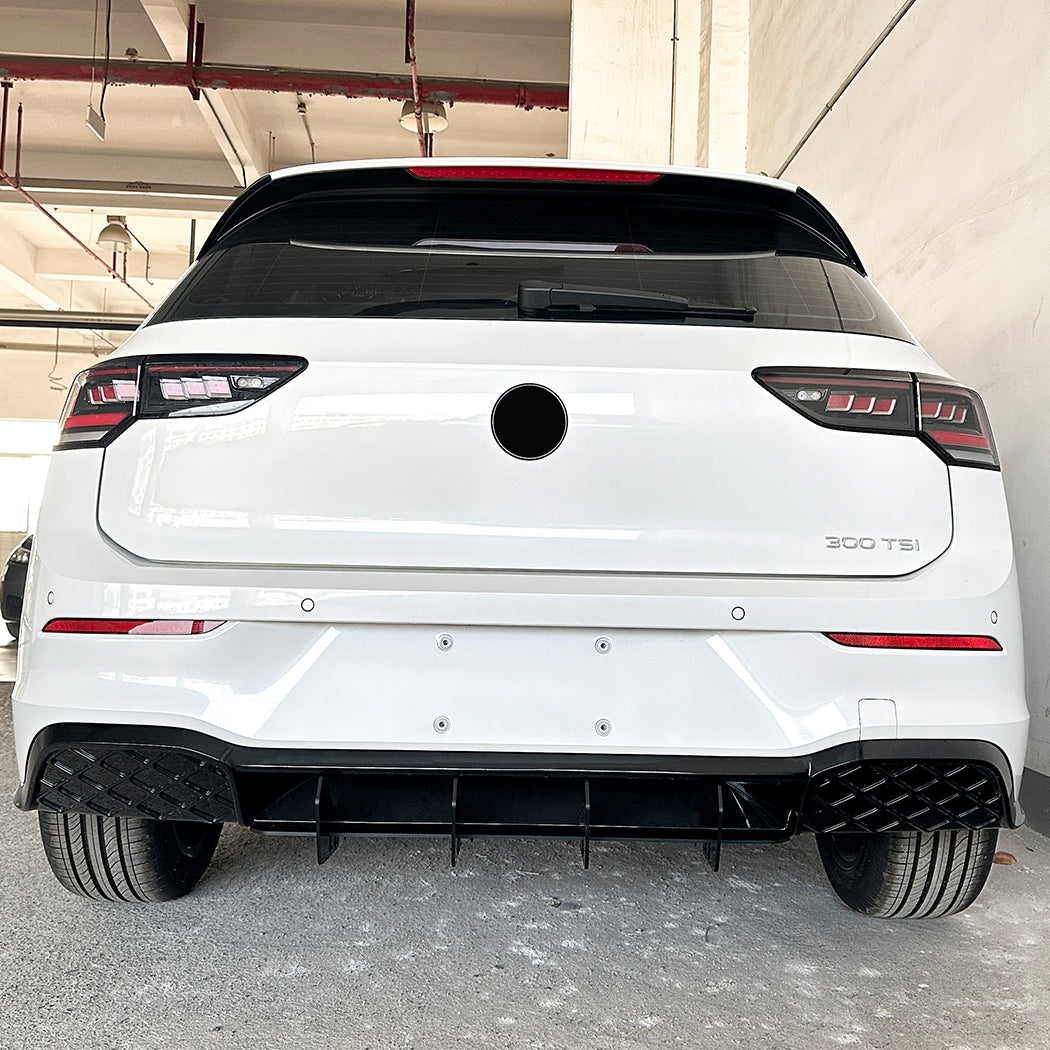 V Style Gloss Black Rear Diffuser for VW Golf MK8.5 GTI & R 24-26