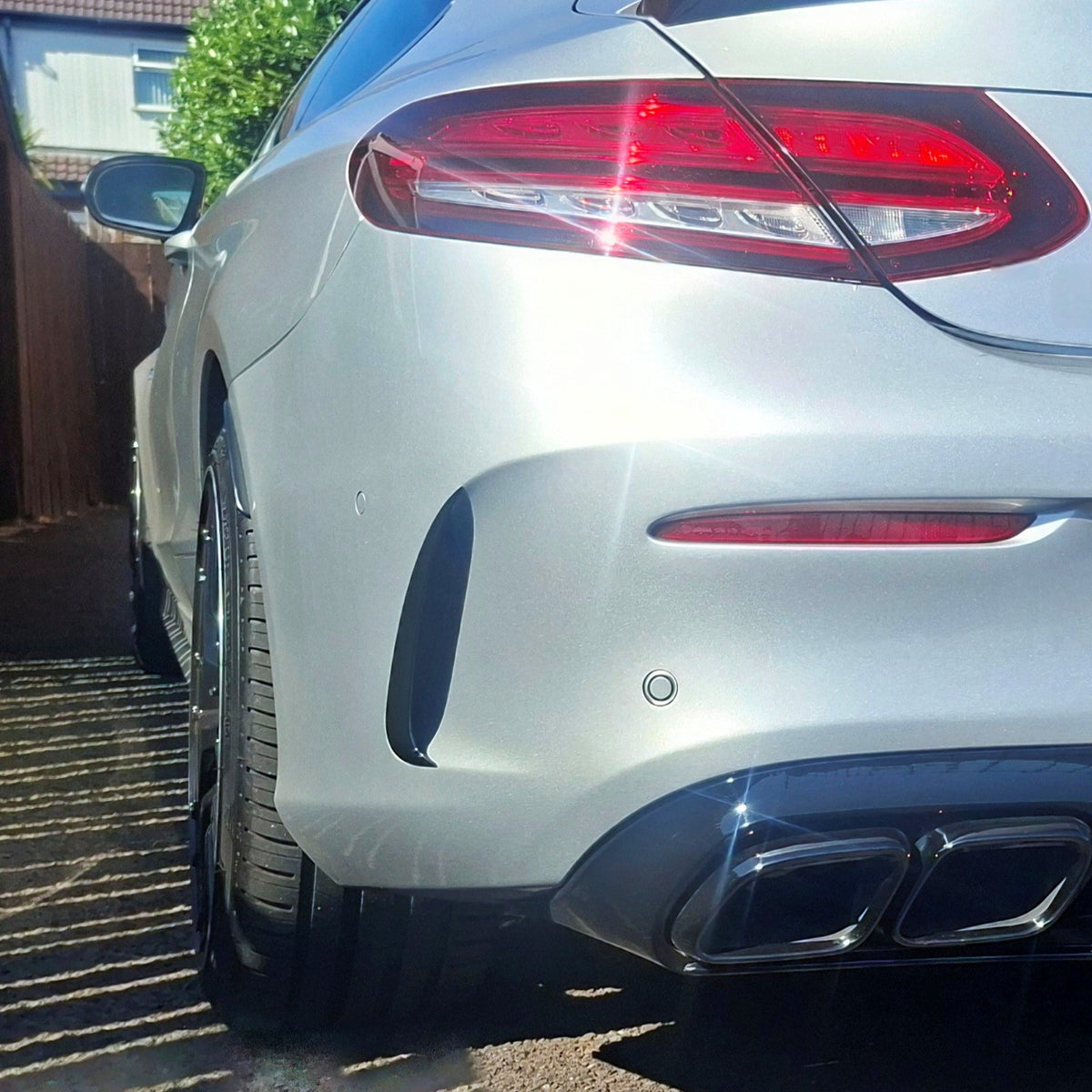 Gloss Black Rear Bumper Trims for Mercedes Benz W205 C Class Coupe 15-21