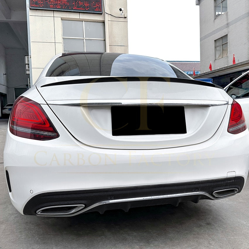 P Style Gloss Black Boot Spoiler for Mercedes Benz W205 C Class Saloon 15-21 - Carbon Factory