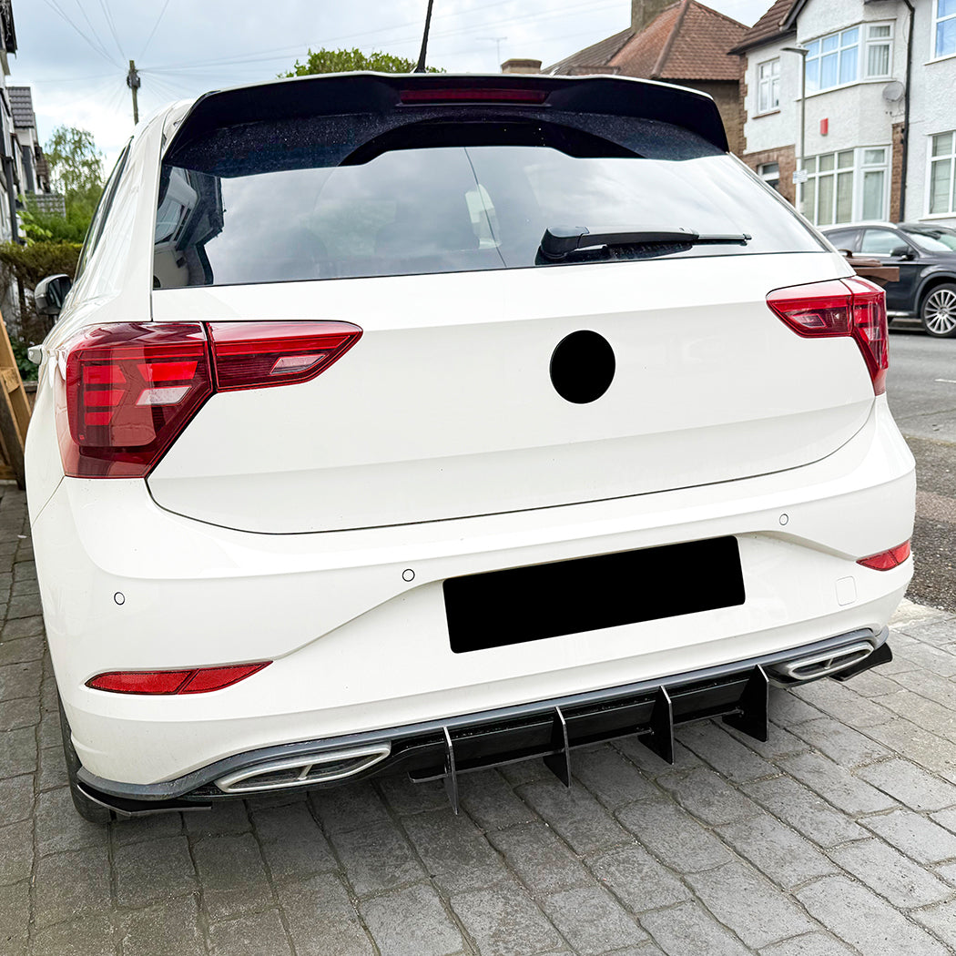 V Style Gloss Black Diffuser for VW Polo MK6.5 R Line 22-26
