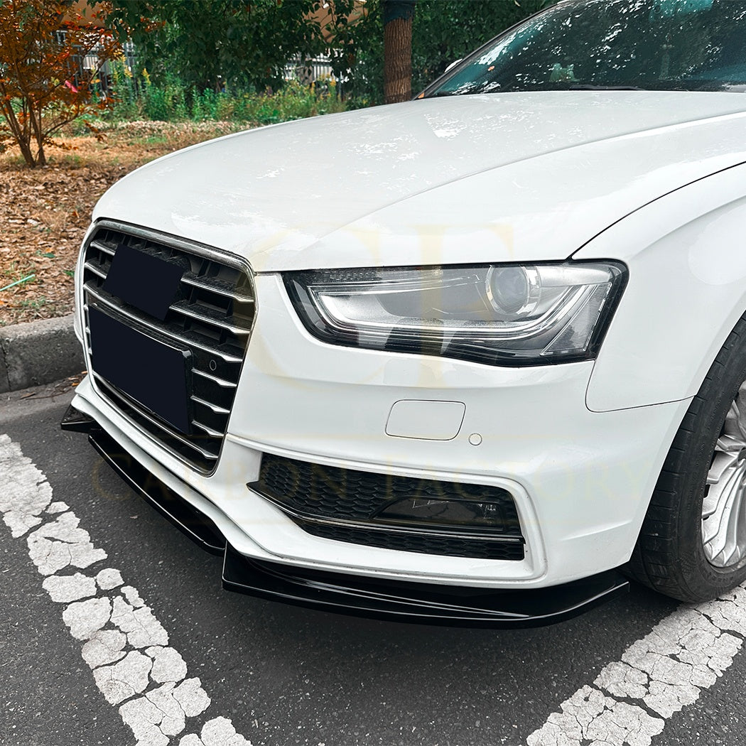 V Style Gloss Black Front Splitter for Audi B8.5 S4 & A4 S Line 13-15 - Carbon Factory