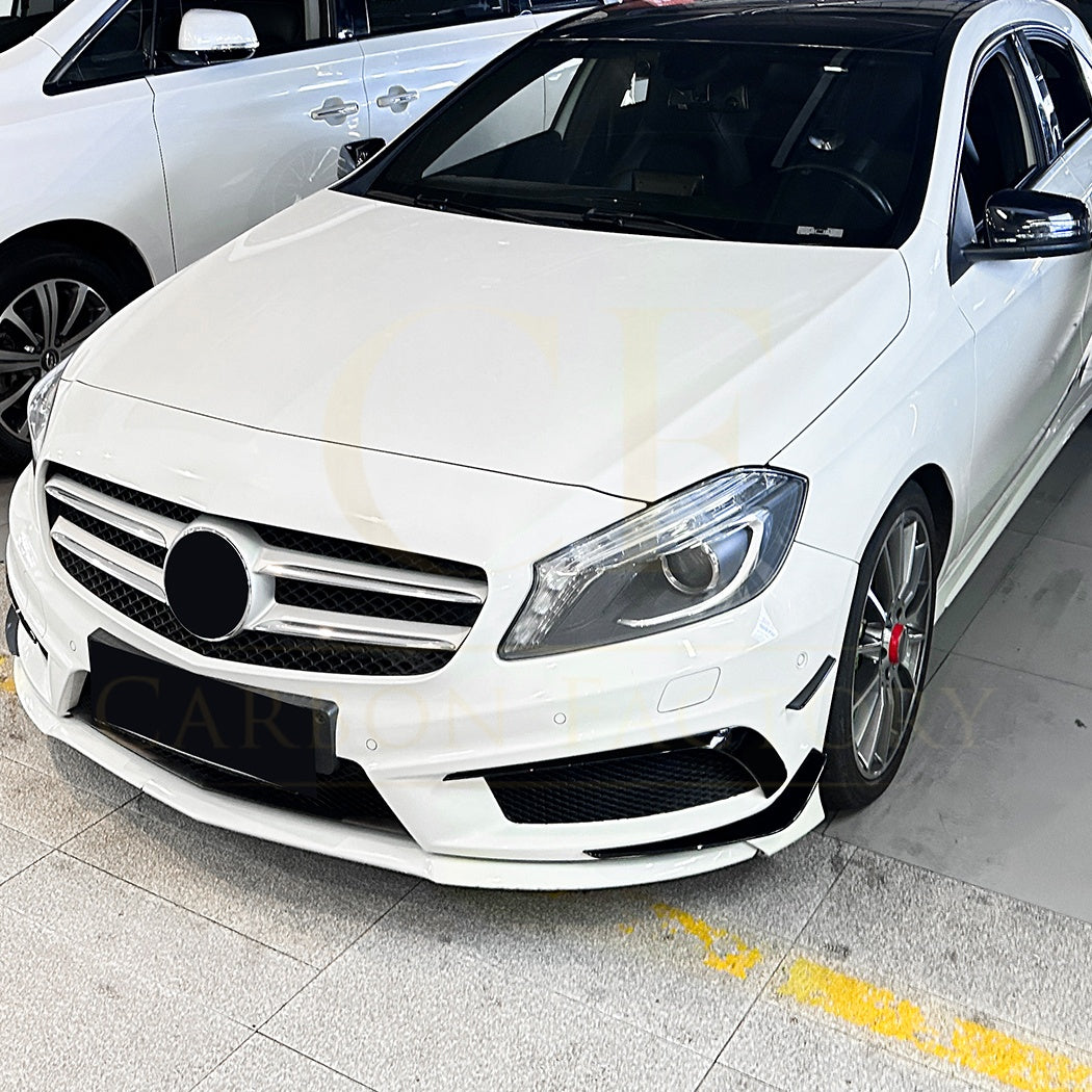 Gloss Black Front Canards set for Mercedes Benz W117 CLA AMG 13-15