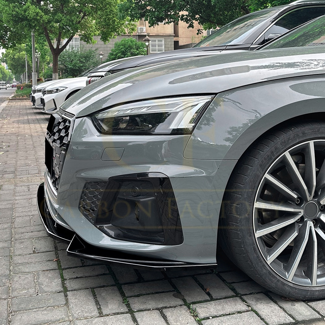 V Style Gloss Black Front Splitter for Audi B9 A5 S Line & S5 21-24 - Carbon Factory