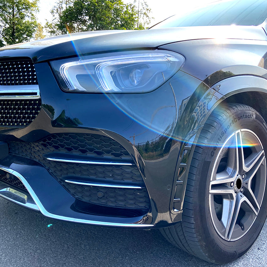Gloss Black Front Side Trims for Mercedes Benz W167 C167 GLE 19-23