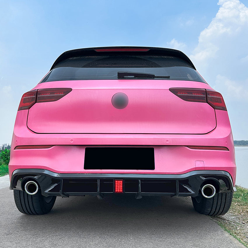 LED Style Gloss Black Rear Diffuser for VW Golf MK8 GTI & R Line 20-23