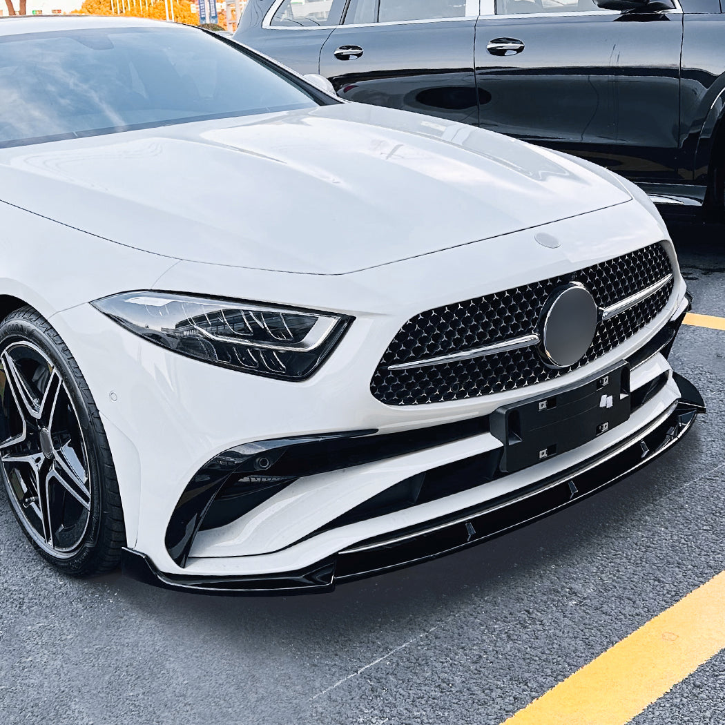 A Style Gloss Black Front Splitter for Mercedes Benz C257 CLS 22-23