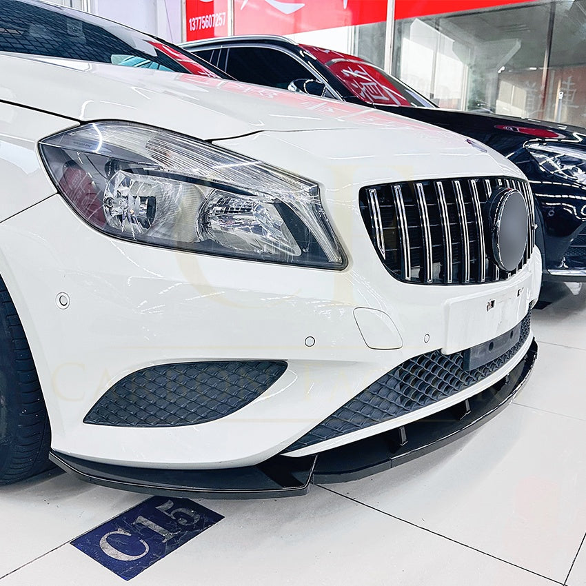 AMG Style Gloss Black Front Splitter for Mercedes Benz W176 A Class 13-15 - Carbon Factory