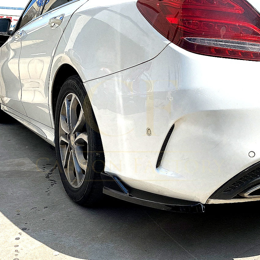 Gloss Black Rear Bumper Spats for Mercedes Benz W205 C Class Saloon 15-21 - Carbon Factory