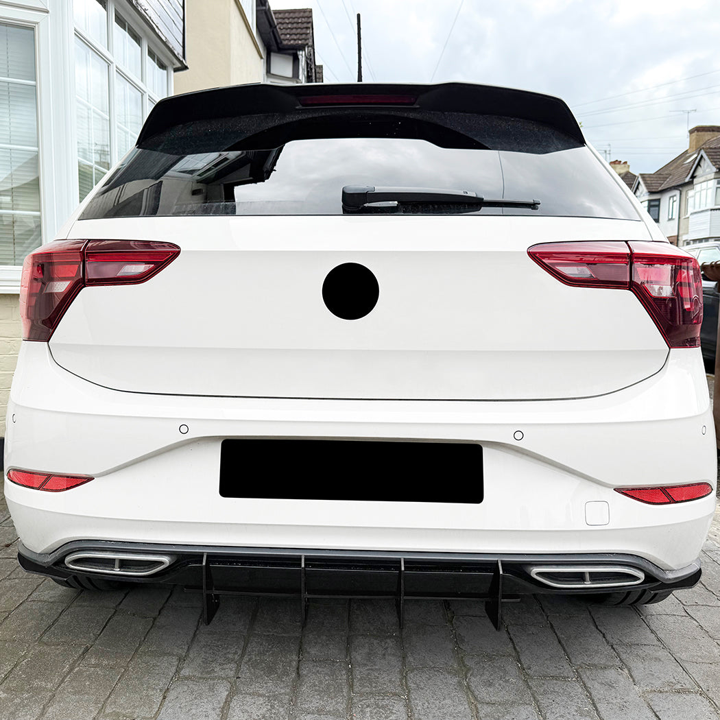 V Style Gloss Black Diffuser for VW Polo MK6.5 R Line 22-26