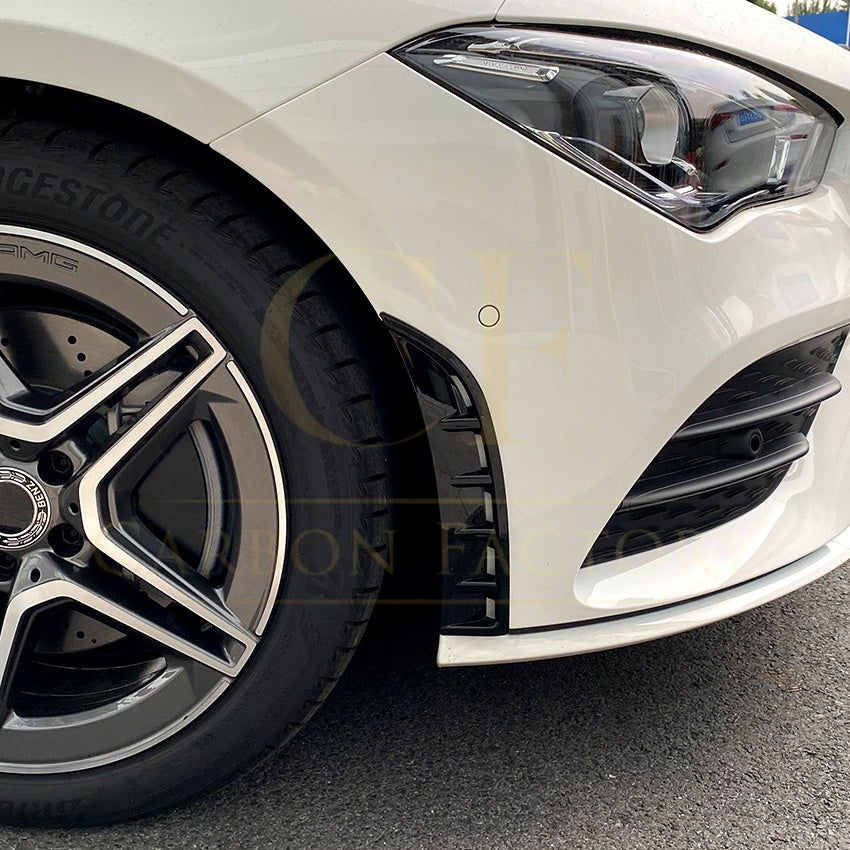 Gloss Black Front Side Trims for Mercedes Benz W118 CLA AMG 19-23 - Carbon Factory