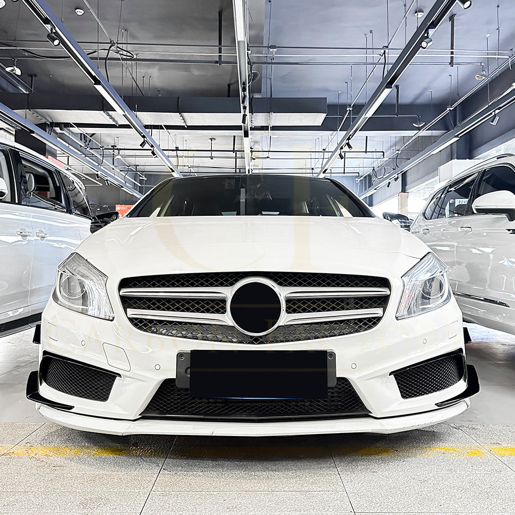 Gloss Black Front Canards set for Mercedes Benz W117 CLA AMG 13-15