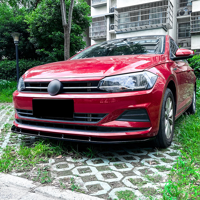 V Style Gloss Black Front Splitter for VW Polo MK6 TSI 18-26