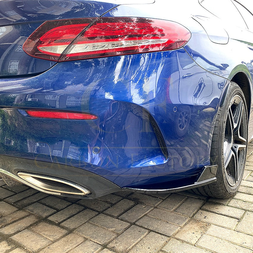 Gloss Black Rear Bumper Spats for Mercedes Benz W205 C Class Coupe 15-21 - Carbon Factory