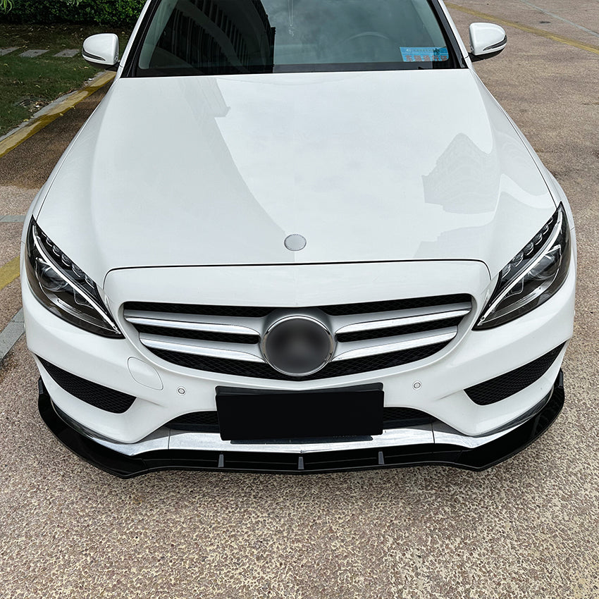 V Style Gloss Black Front Splitter for Mercedes Benz W205 C Class 15-18 - Carbon Factory