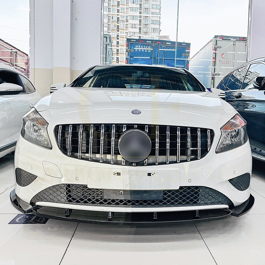 AMG Style Gloss Black Front Splitter for Mercedes Benz W176 A Class 13-15 - Carbon Factory