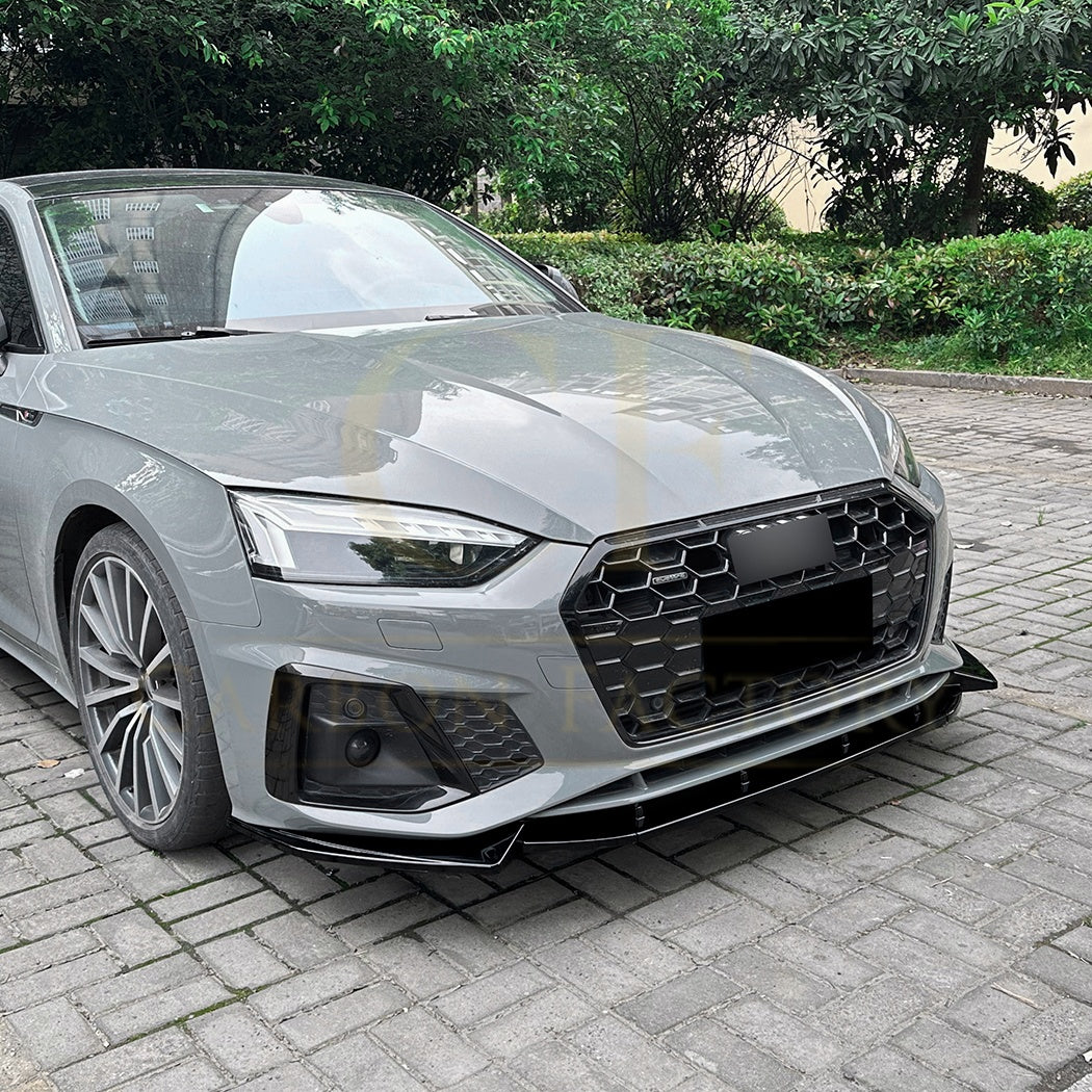 V Style Gloss Black Front Splitter for Audi B9 A5 S Line & S5 21-24 - Carbon Factory