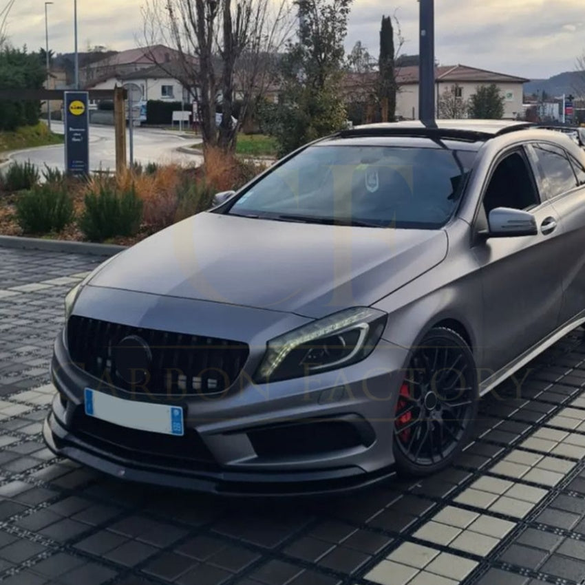 V Style (3 pcs) Gloss Black Front Splitter for Mercedes Benz W176 A Class AMG 13-18 - Carbon Factory