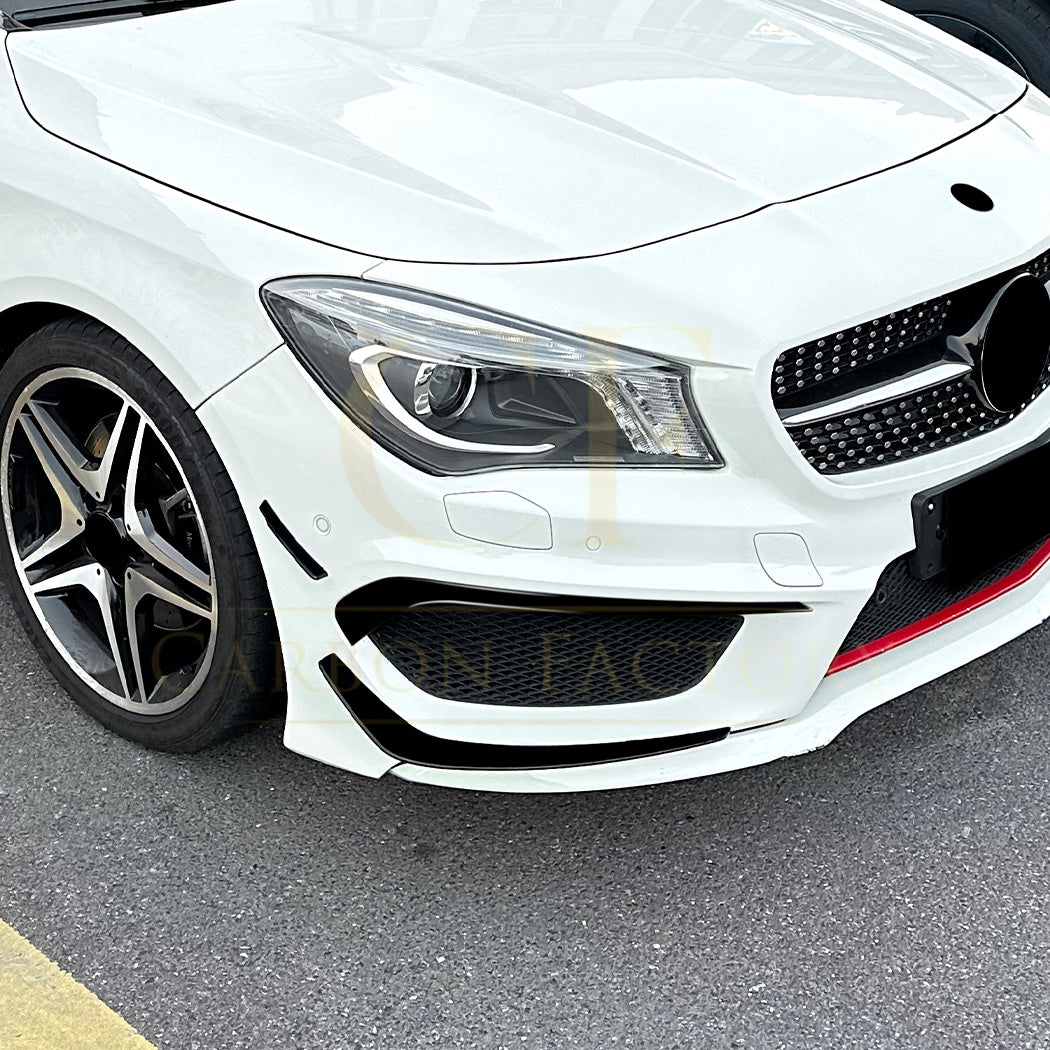 Gloss Black Front Canards set for Mercedes Benz W117 CLA AMG 13-15 - Carbon Factory