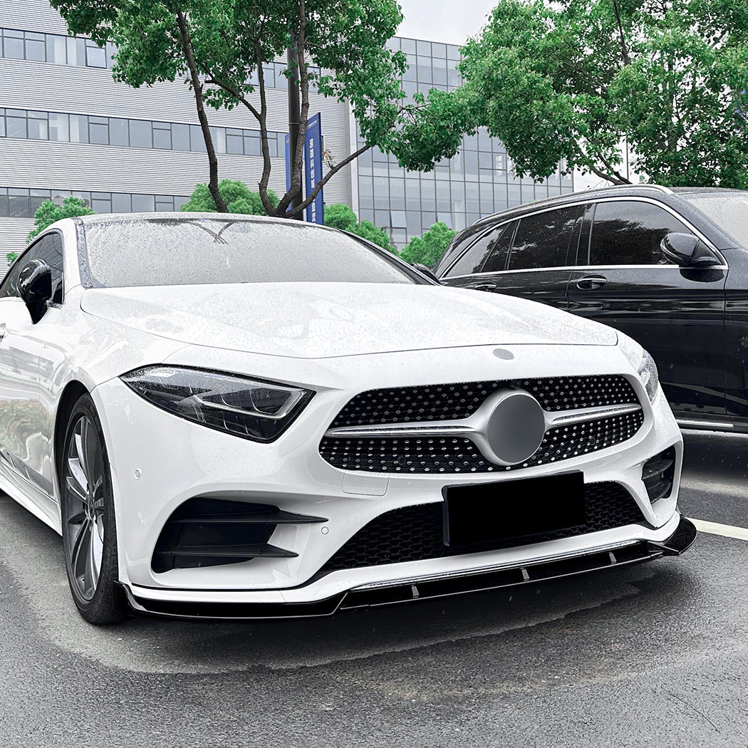 A Style Gloss Black Front Splitter for Mercedes Benz C257 CLS 19-21