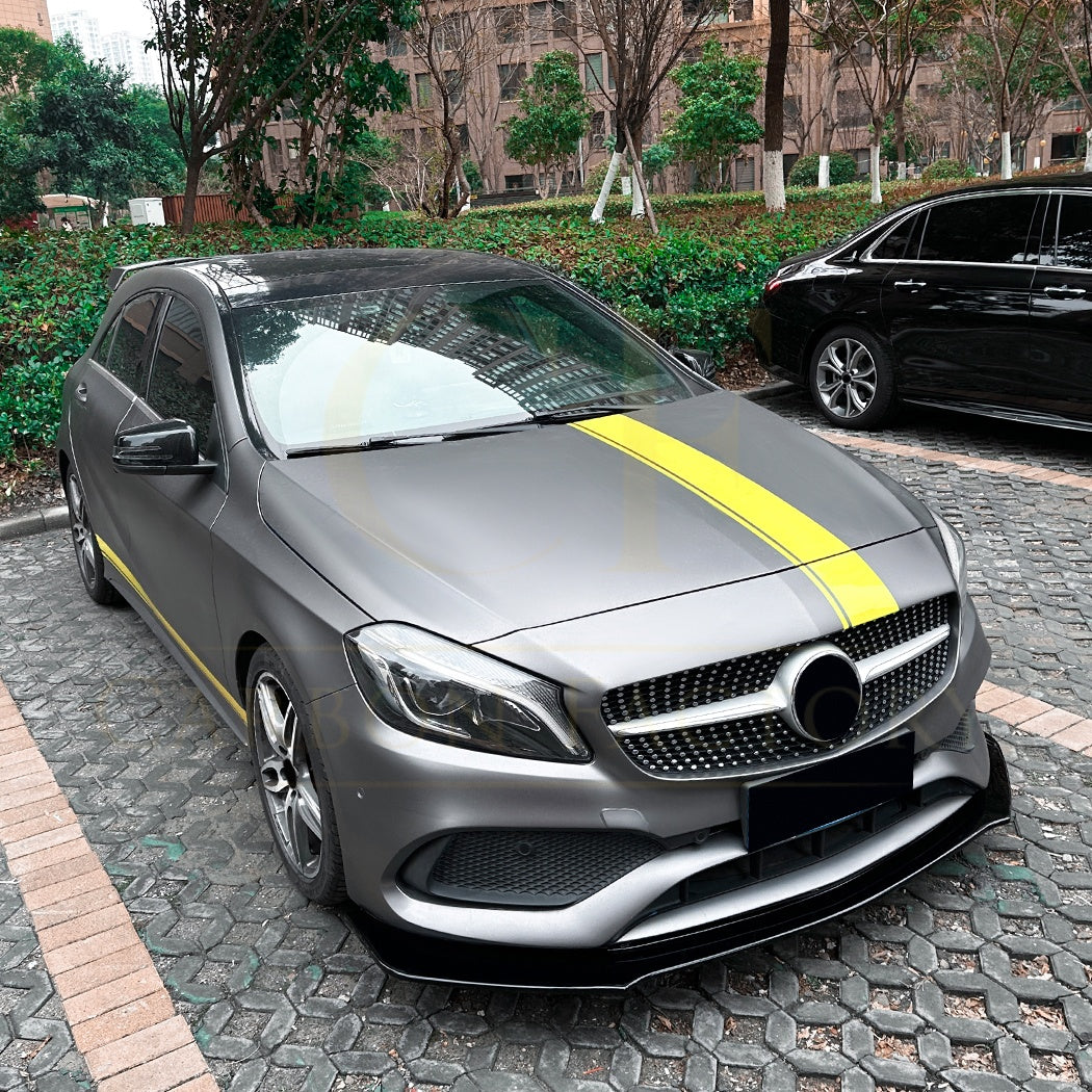 V Style (1 pcs) Gloss Black Front Splitter for Mercedes Benz W176 A Class AMG 13-18 - Carbon Factory