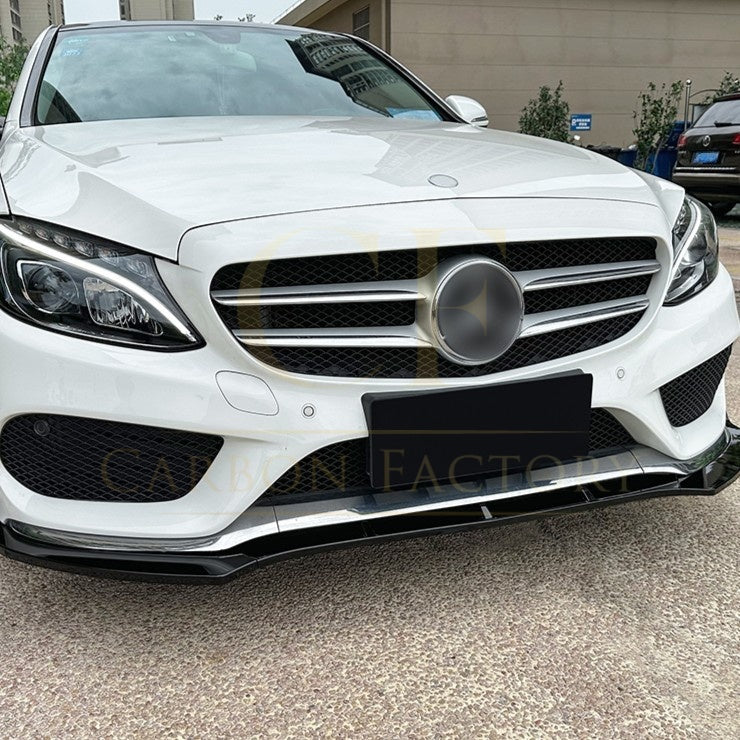 V Style Gloss Black Front Splitter for Mercedes Benz W205 C Class 15-18 - Carbon Factory