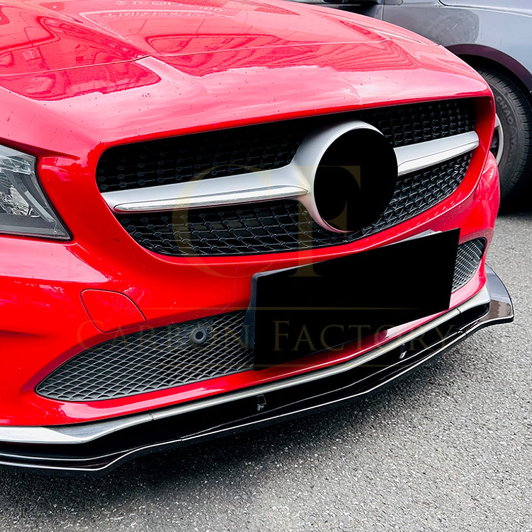 AMG Style Gloss Black Front Splitter for Mercedes Benz W117 CLA Non-AMG 16-19 - Carbon Factory