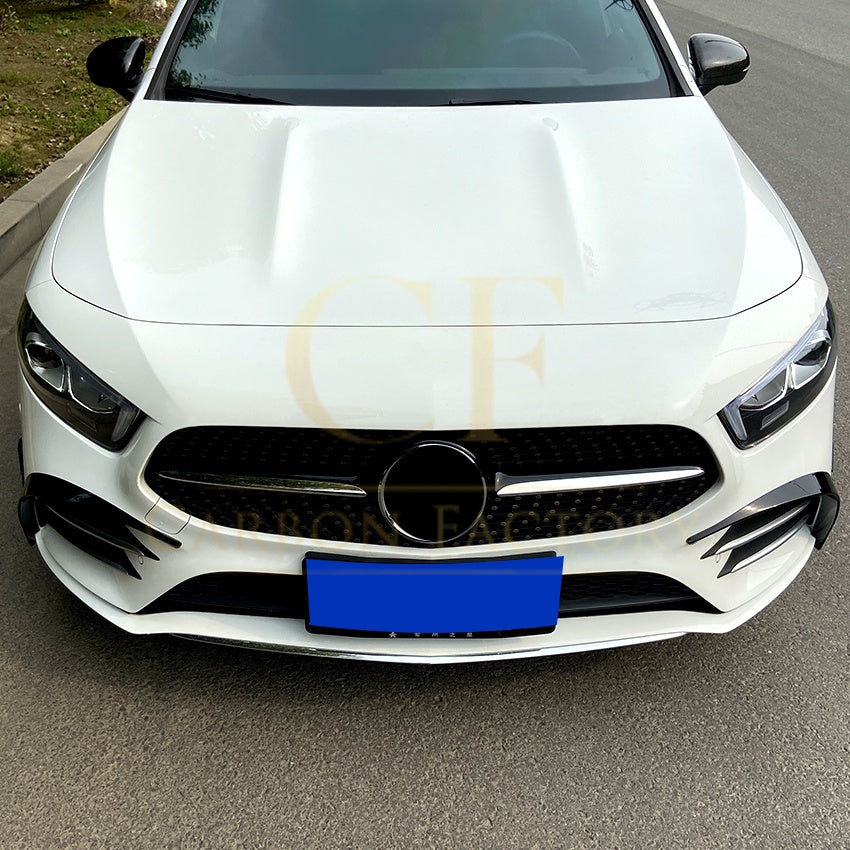 LP Style Gloss Black Front Canards for Mercedes Benz W177 A Class AMG & A35 18-22