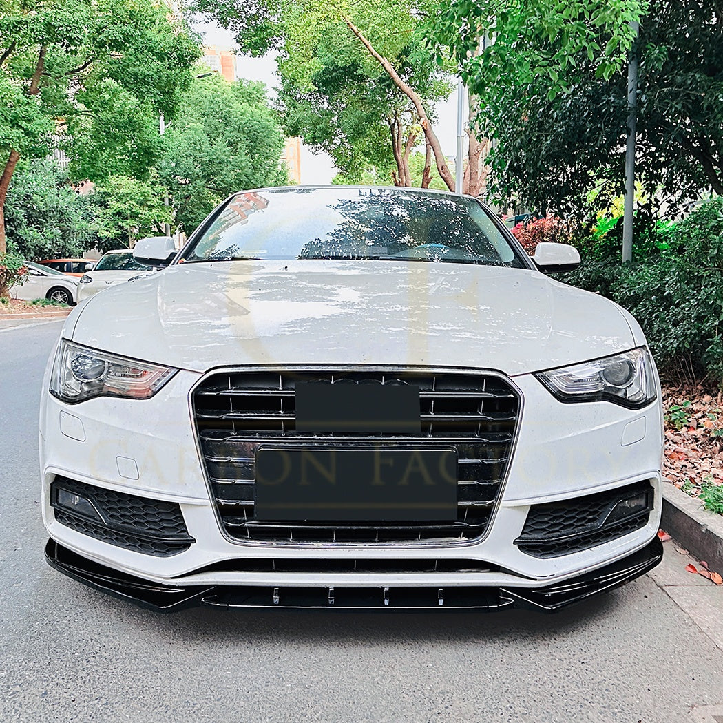 V Style Gloss Black Front Splitter for Audi B8.5 S5 A5 S Line 11-16 - Carbon Factory