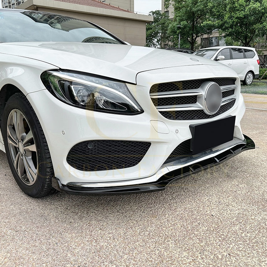 V Style Gloss Black Front Splitter for Mercedes Benz W205 C Class 15-18 - Carbon Factory