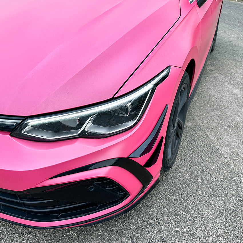 V Style Gloss Black Front Canards for VW Golf MK8 Standard GTI R Line GTD GTE 20-23