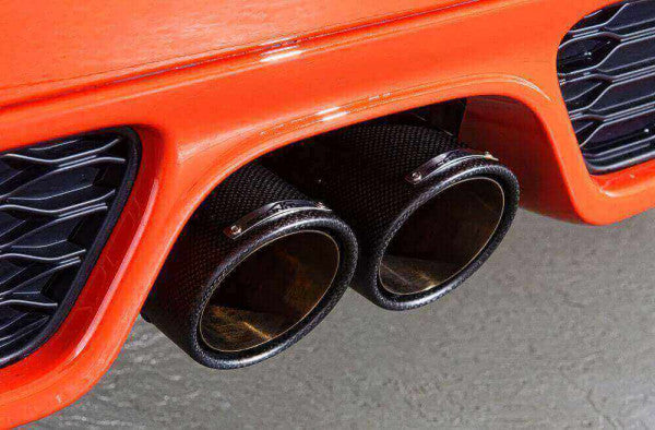 AC Schnitzer Carbon Sport tailpipe set for MINI 3-door F56 Cooper S, SD, JCW exhaust, featuring sleek carbon finish and dual tips.