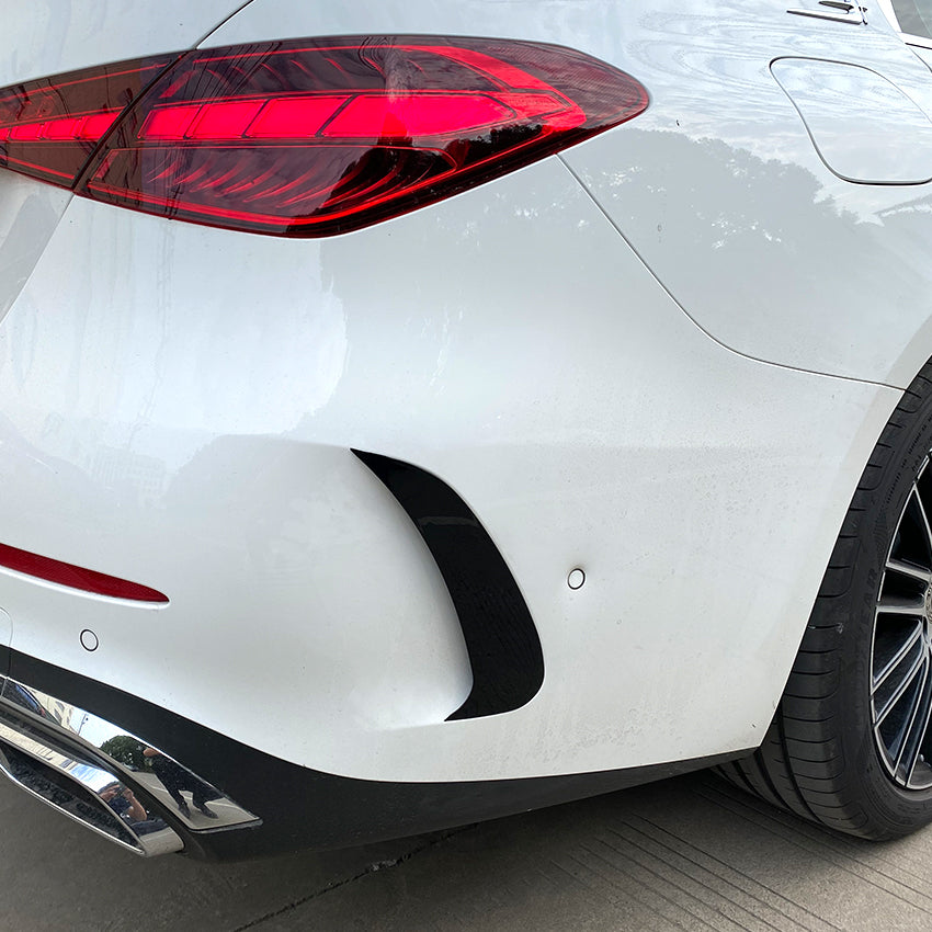 Style A Gloss Black Rear Bumper Trims for Mercedes Benz W206 C Class 22-Present (stick on) - Carbon Factory