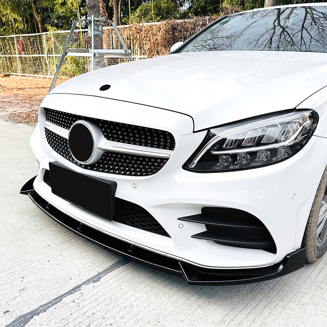 AMG Style Gloss Black Front Splitter for Mercedes Benz W205 C Class AMG 19-21 - Carbon Factory