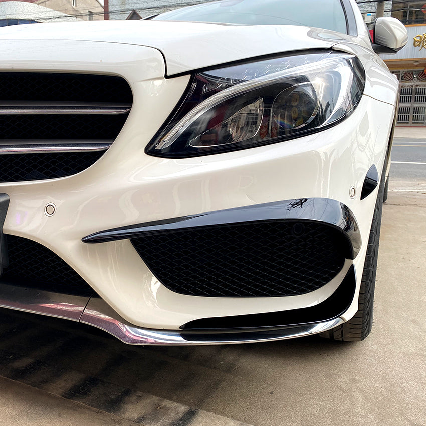 Gloss Black Front Canards (6 pcs) for Mercedes Benz W205 C Class 15-18 - Carbon Factory