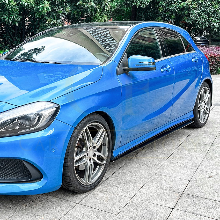 V Style Gloss Black Side Skirts for Mercedes Benz W176 A Class 13-18 - Carbon Factory