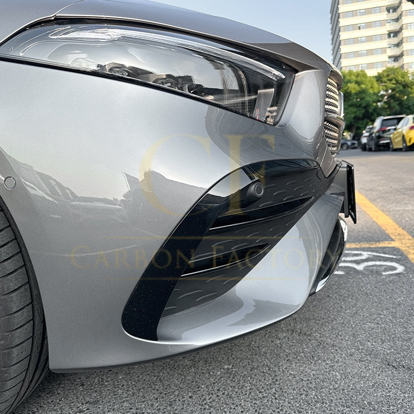 Gloss Black Front Bumper Side Grille Trims for Mercedes Benz W177 A Class AMG & A35 23-25 - Carbon Factory