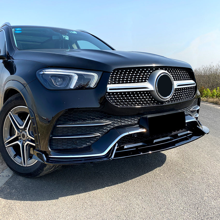 A Style Gloss Black Front Splitter for Mercedes Benz W167 C167 GLE 19-23