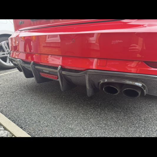 Carbon Factory LED Carbon Fibre Rear Diffuser for Audi A3 S Line Hatchback S3 17-19 - Carbon Factory