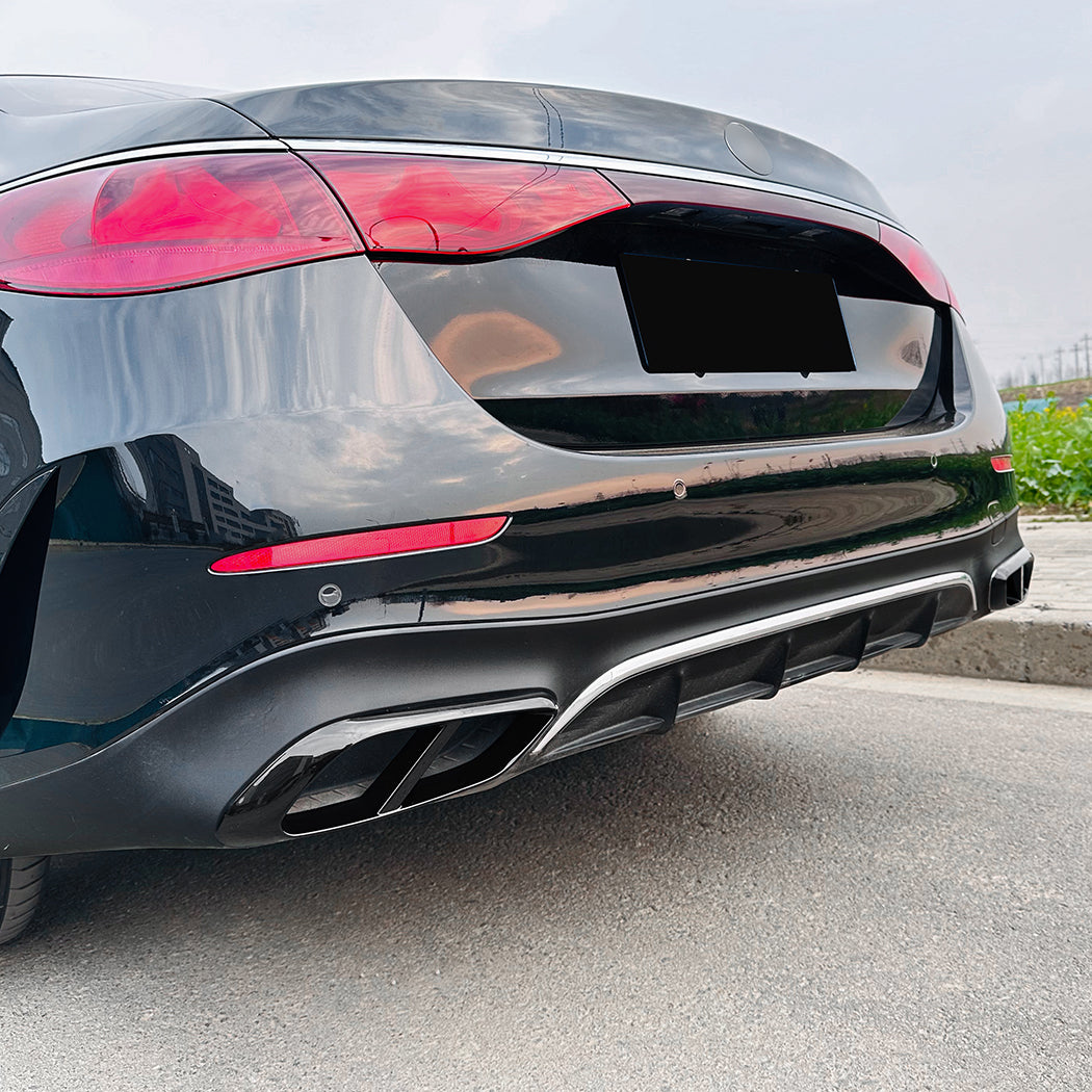 Gloss Black Rear Exhaust Trims for Mercedes Benz W214 E Class AMG 24-Present - Carbon Factory