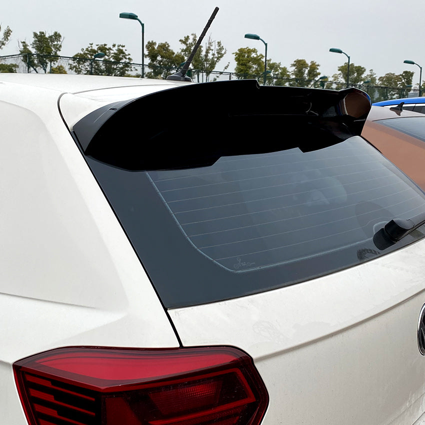 V Style Gloss Black Roof Spoiler for VW Polo MK6 18-26