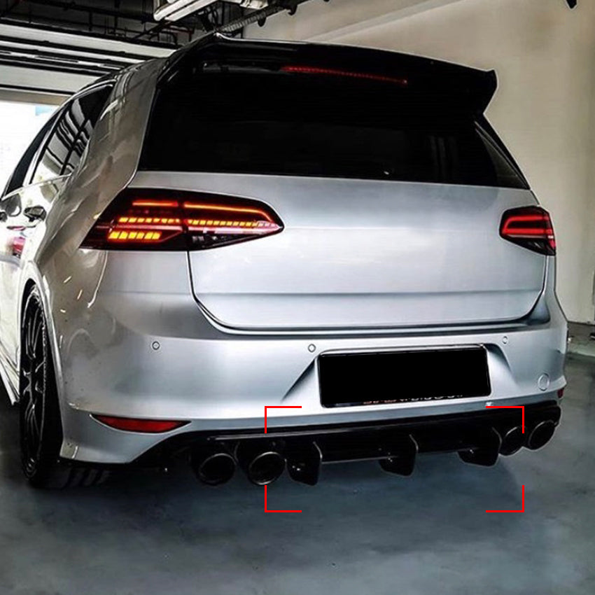 V Style Gloss Black Diffuser for VW Golf MK7 R 14-16