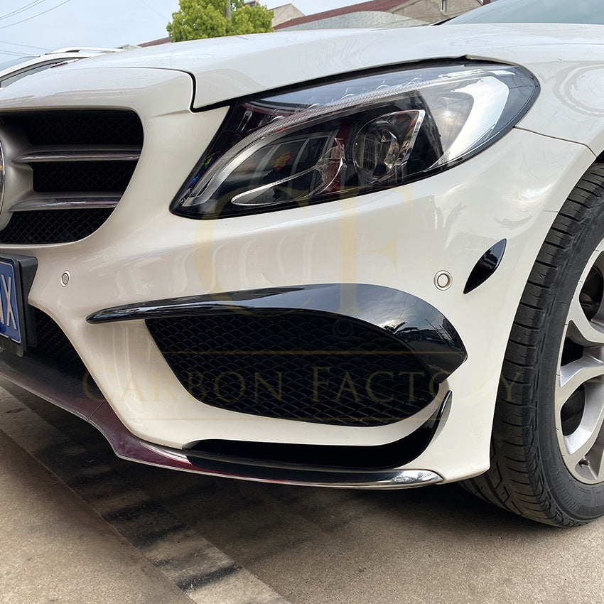 Gloss Black Front Canards (6 pcs) for Mercedes Benz W205 C Class 15-18 - Carbon Factory