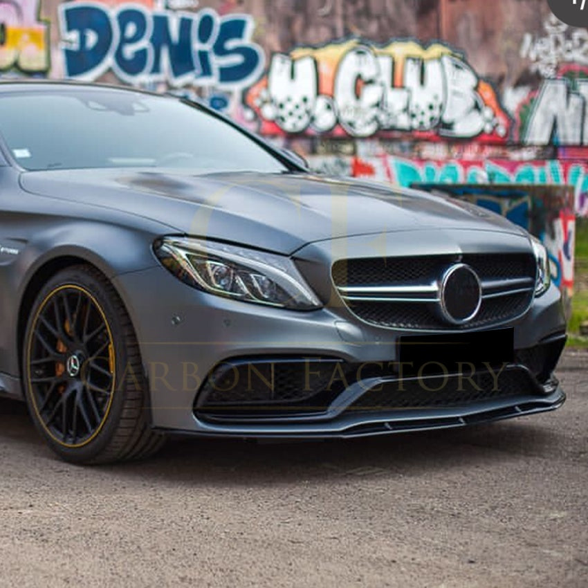 Brabus Style Gloss Black Front Splitter for Mercedes Benz W205 C63 15-22 - Carbon Factory