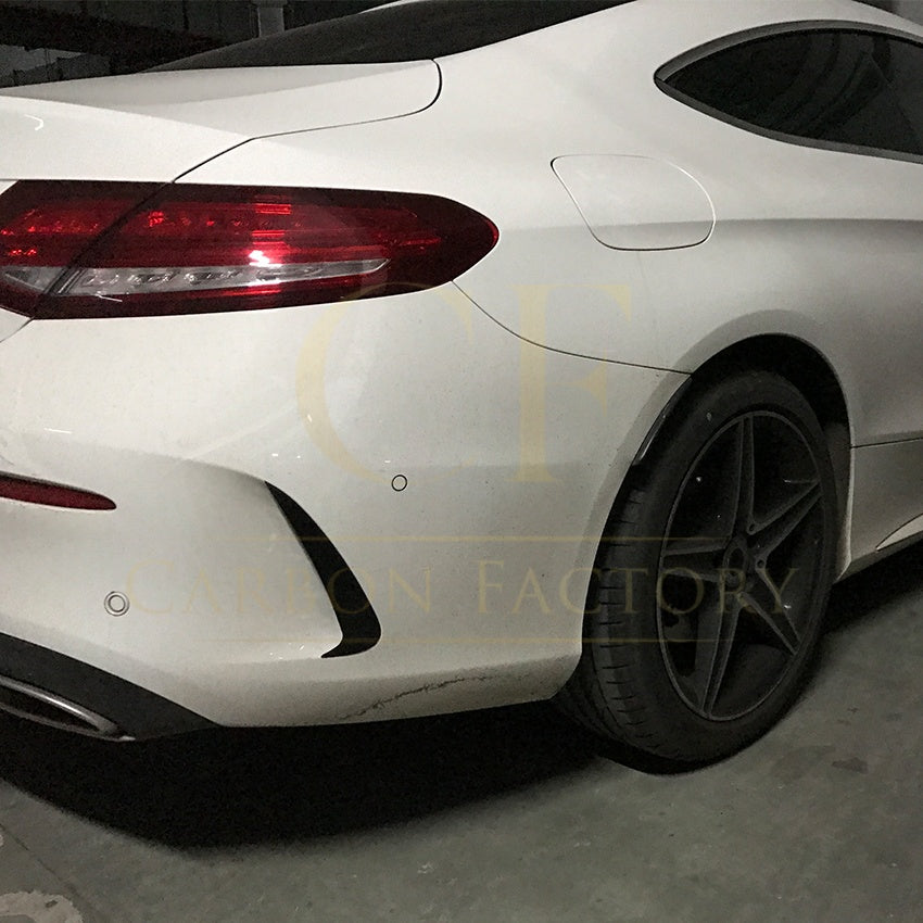 Gloss Black Rear Bumper Trims for Mercedes Benz W205 C Class Coupe 15-21 - Carbon Factory