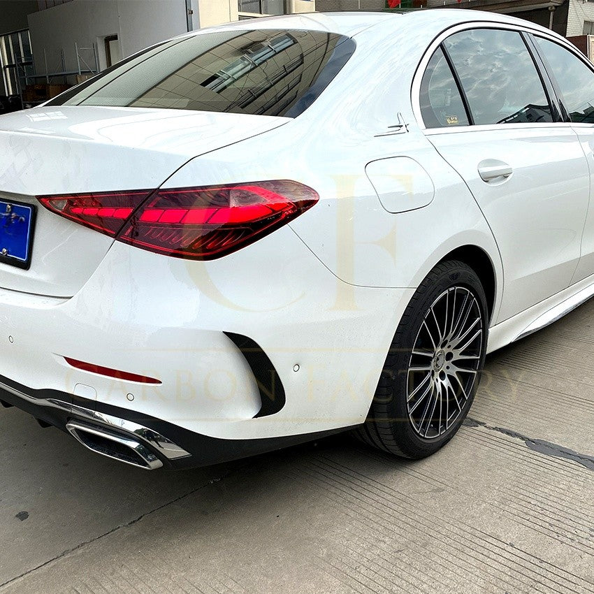 Style A Gloss Black Rear Bumper Trims for Mercedes Benz W206 C Class 22-Present (stick on) - Carbon Factory